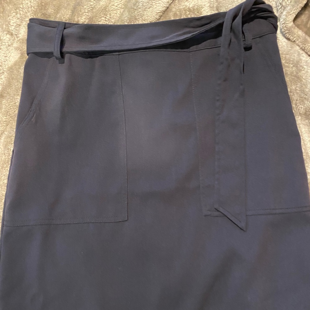 Navy pencil skirt with tie